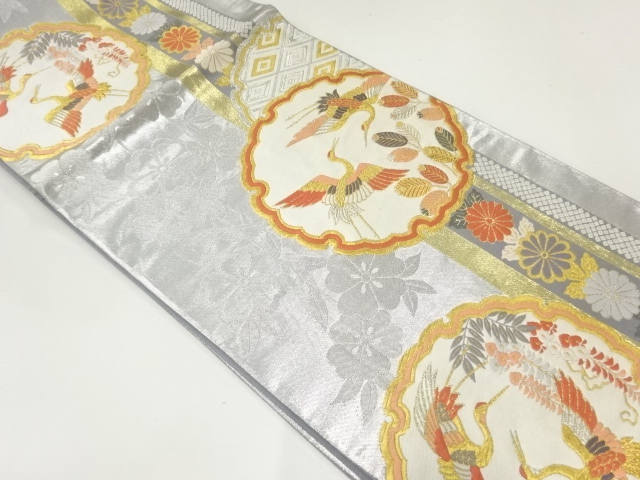 JAPANESE FUKURO OBI / WOVEN FLOWER & BIRD